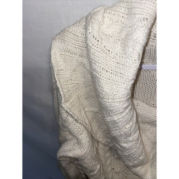 Bad Little Country Girl Women’s Cowl Neck Sweater Size Large Ivory Cable Knit - Picture 5 of 12